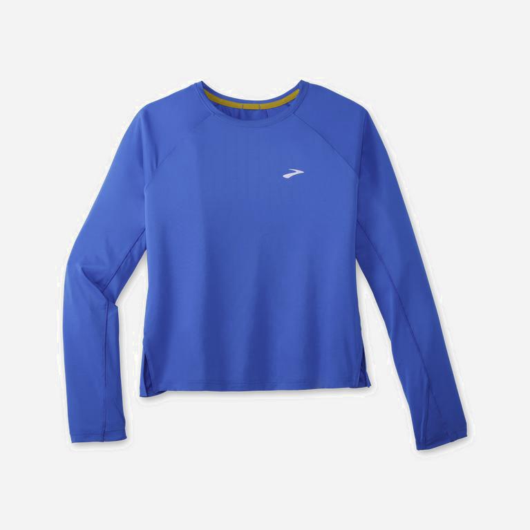 Brooks Sprint Free Breathable Långärmad Löpartröja Dam 624597-OWJ Blå